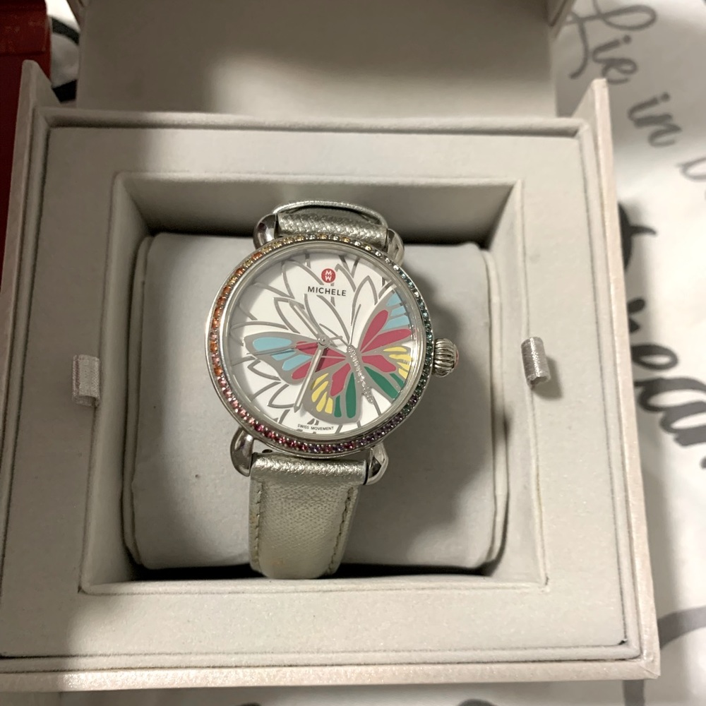 Rare butterfly 🦋 Michele watch w silver Michele band. Needs a new battery.